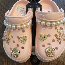 BRAND NEW Pink Kids Clog with Decorative Charms and Pearls TODDLER GIRLS Size 12