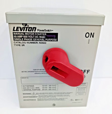 New Leviton N3602 Enclosed Manual Motor Starter 60 Amp 1 Phase 600 Vac Max 3R