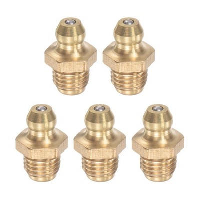 Brass Hydraulic Grease Fitting Assortment 5/16''-24 UNF Thread 10mm Width 5Pcs
