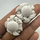 Vintage Milk Glass Cluster Earrings White Swirl Screw Back Floral Design 1 Inch