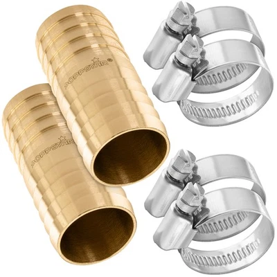 Poppstar 2x Messing Schlauchverbinder 1 Zoll (20-32mm), 4 Stück Schlauchschellen