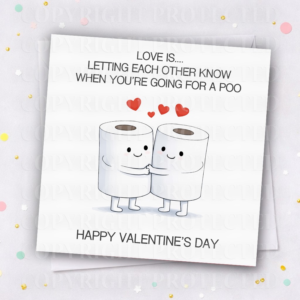 Funny Valentines Day Card Husband Wife Girlfriend Boyfriend Toilet Loo ...