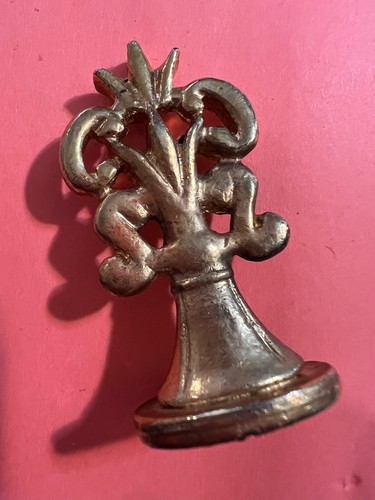 Vintage Fleur-De-Lis Gold Tone Metal Wax Seal Stamp Letter L