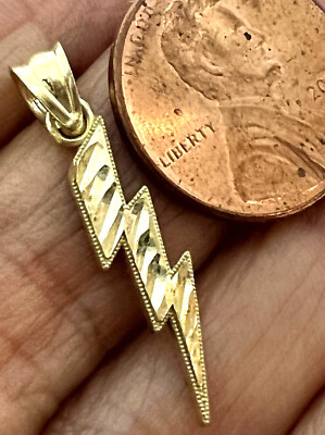 Gold Donner Blitz Anhänger 10K massiv Charm Halskette Geschenk Ihm Sie 1,05''