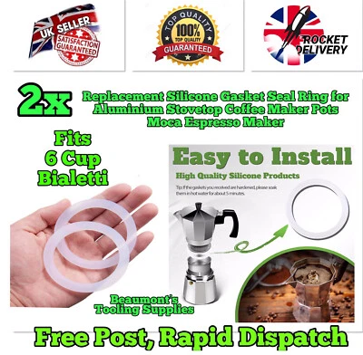 MARKENLOS 2x 4 Tassen Espresso Topf Maschine Dichtring Silikon Kaffeeherd Tassen *VERSANDKOSTENFREI*