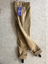 ASHLEY Tan Child's Lt. Weight Pull On CUFF JODHPURS *   sz 8 *NEW*