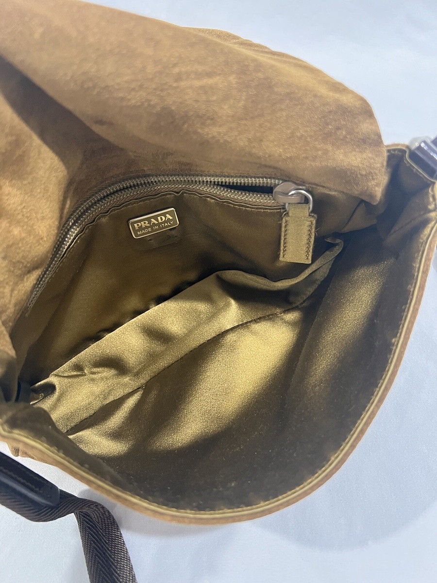 PRADA fall 1999 Brown Wool Leaf Bag Mini Baguette Shoulder Bag