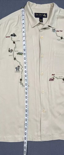 Vintage Nat Nast Luxury Originals 100% Silk Shirt Embroidered Napa Wine Vented - Picture 17 of 18