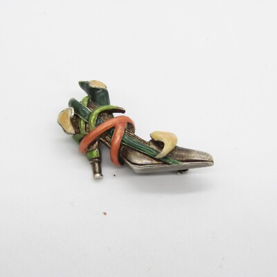 Kenneth J Lane KJL 925 Sterling & Enameled Brooch Calla Lily High Heel Shoe MD35