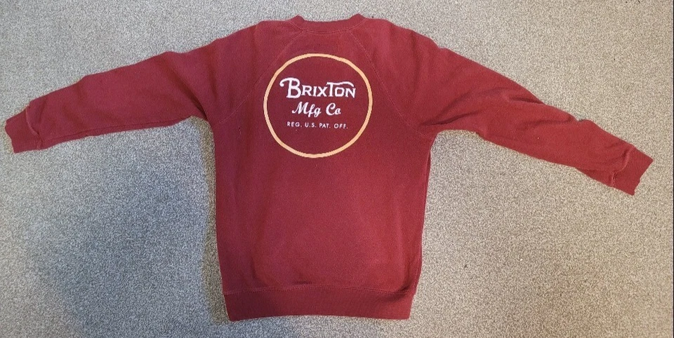 Brixton Crewneck Sweatshirt Pullover Burgundy Graphic Print Men's Small - Image 2 of 4
