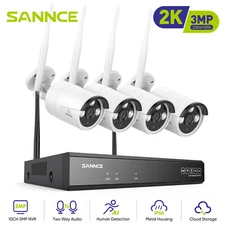 SANNCE Security Camera System Outdoor Wireless 2 Way Audio WIFI CCTV 5MP 8CH NVR