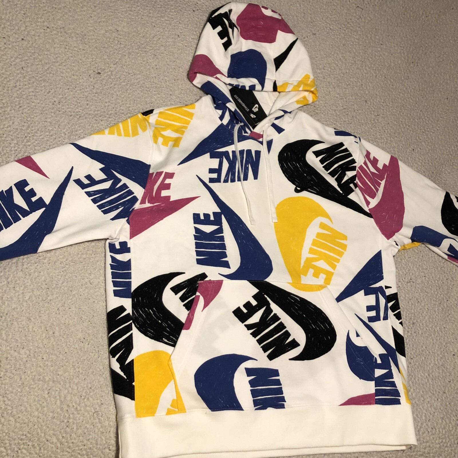 nike club aop logo hoodie