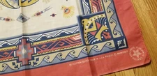 NOS Vintage Pink 21" WAMCRAFT Bandana Southwest Aztec Made USA Handkerchief 