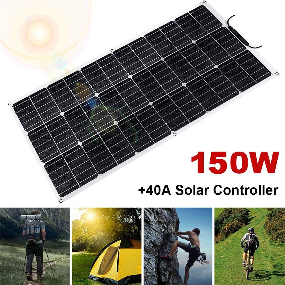 150 Watt Solar Panel Kit Charging 12V Power RV Home Boat Cam