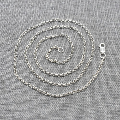 Collana catena rolo argento sterling lucido chiusura aragosta 2 mm 16 18 20 22 24 26 30 - Foto 6 di 6