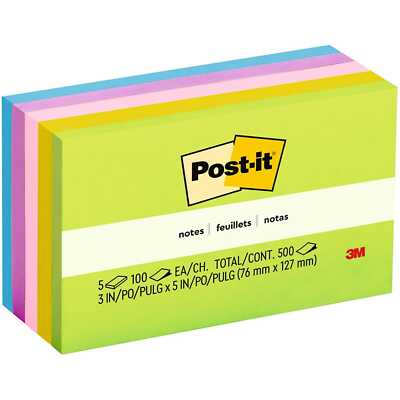 Post-it Original Pads in Jaipur Colors 3 x 5 100-Sheet 5/Pack 6555UC