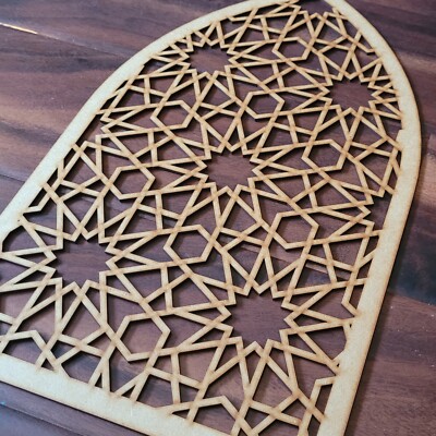 Geometrischer Stern Deko Spitzbogen Tür Paravent Wand Skulptur Tafel 024