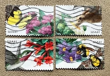 US Scott 4153-56 Pollination Complete set of 4 used stamps Bumble bee Butterfly