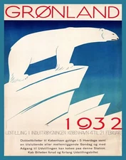 Decoration Poster.Home room art.Interior design.1932 Groenland Polar bear.7378