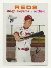 2020 Topps Heritage High Number SHOGO AKIYAMA White Border SP /50 Reds RC #527