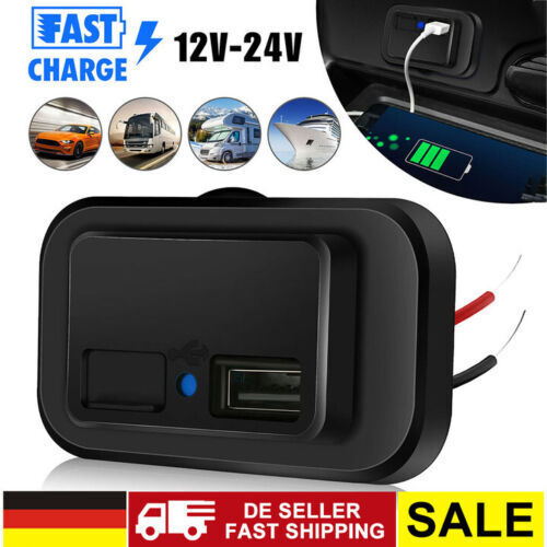 Auto USB Steckdose QC3.0 Ladegerät Buchse für Motorrad Wasserdicht KFZ 12V 24V - Bild 36 von 36