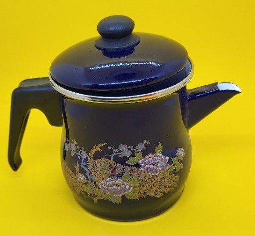 Porcelain Turkish Teapot Coffee Pot With Top/Blue W Peacock 