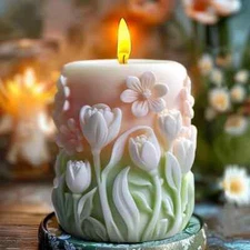 3D Lily Flower Candle Mold Silicone Relief Peony Bouquet Resin Tray 1pc
