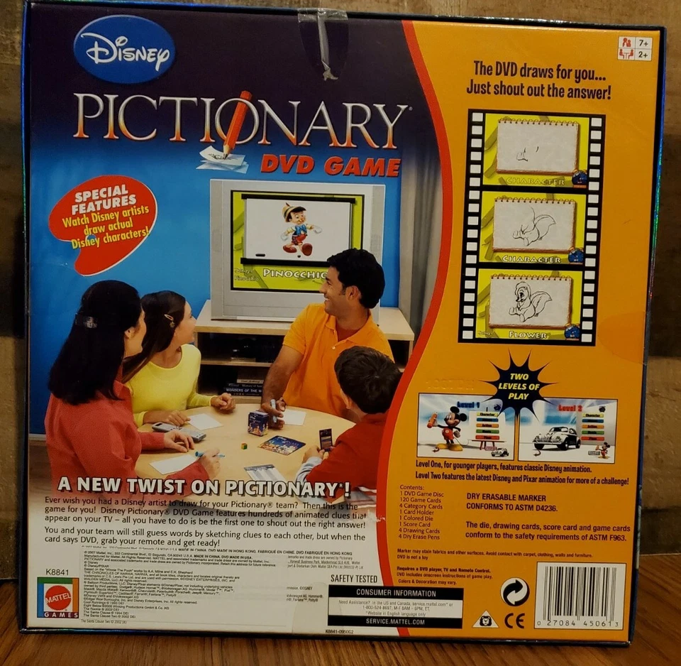 Disney Pictionary DVD Game Pixar Characters Clips & Animation Mattel Brand New - Image 3 of 4