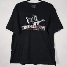 True Religion Brand Jeans Buddha Mens 2XL Short Sleeve Black T Shirt