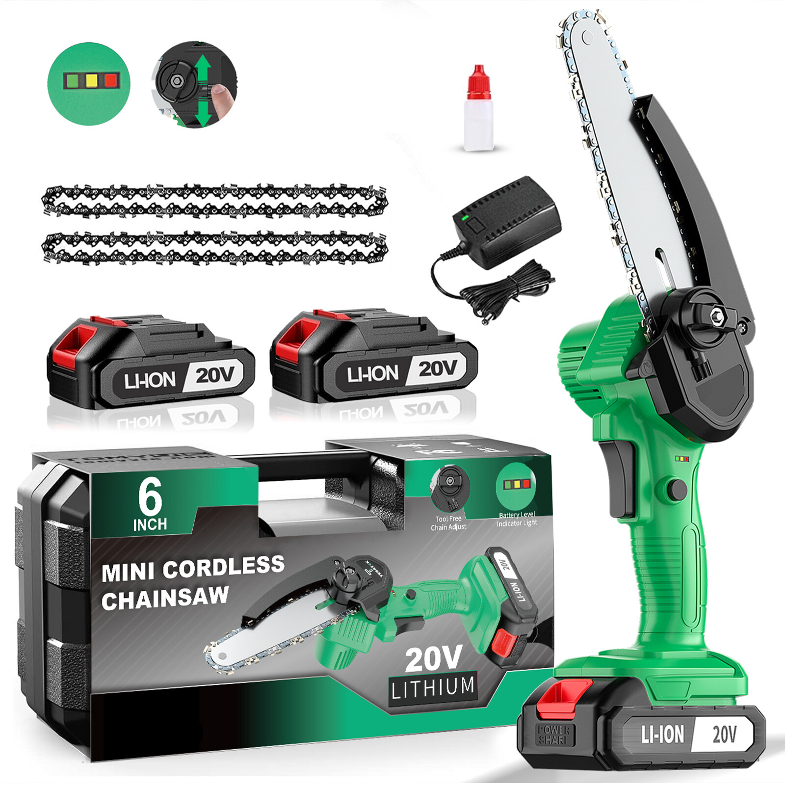 6-Inch Cordless Mini Chain Saw Portable Handheld Electric Chainsaw