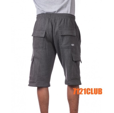 PRO CLUB Fleece Cargo Shorts Men's Casual Heavyweight Sweatpants 6