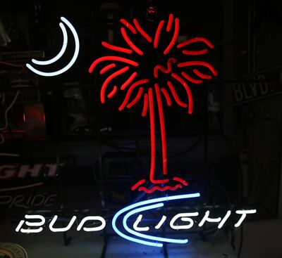 Palm Tree Moon Beer 20''x16'' Neon Sign Lamp Light Bar Show Room Decor Hanging