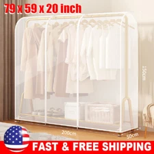 Heavy Duty Garment Rack Cover Dust-Waterproof with 2 Durable Zipper 79x20x59inch