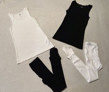 Girls 7-8 Cherokee Black N White Undershirts  Tights