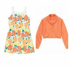 Gymboree Girl's Sleeveless Dress Sweater Size 5 Floral Sunny Citrus LOT