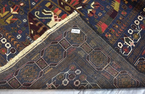 Blue Vintage Afghan Baluchi Persian Tribal Rug 4x7 Handmade Oriental Wool Carpet - Picture 12 of 12
