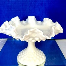 Large Hobnail Milk Glass Candy/compote Dish 5...
