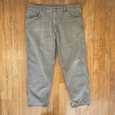 Vintage Mens Faded Olive Green Jeans Size 40x32 1990s Wrangler Denim 40 Waist