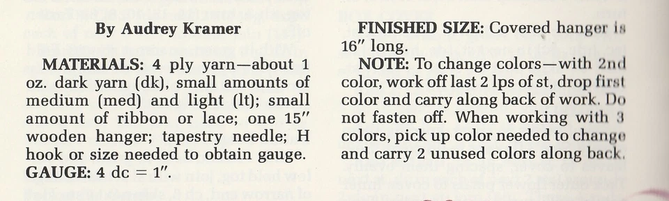 Covered Hanger - 16" long - Worsted Yarn - Crochet Pattern ONLY - Image 2 of 2