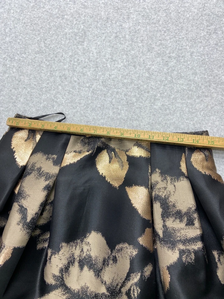 Eliza J Women’s Size 8 Black Gold Floral Jacquard A-Line Midi Skirt Formal Party - Image 4 of 4