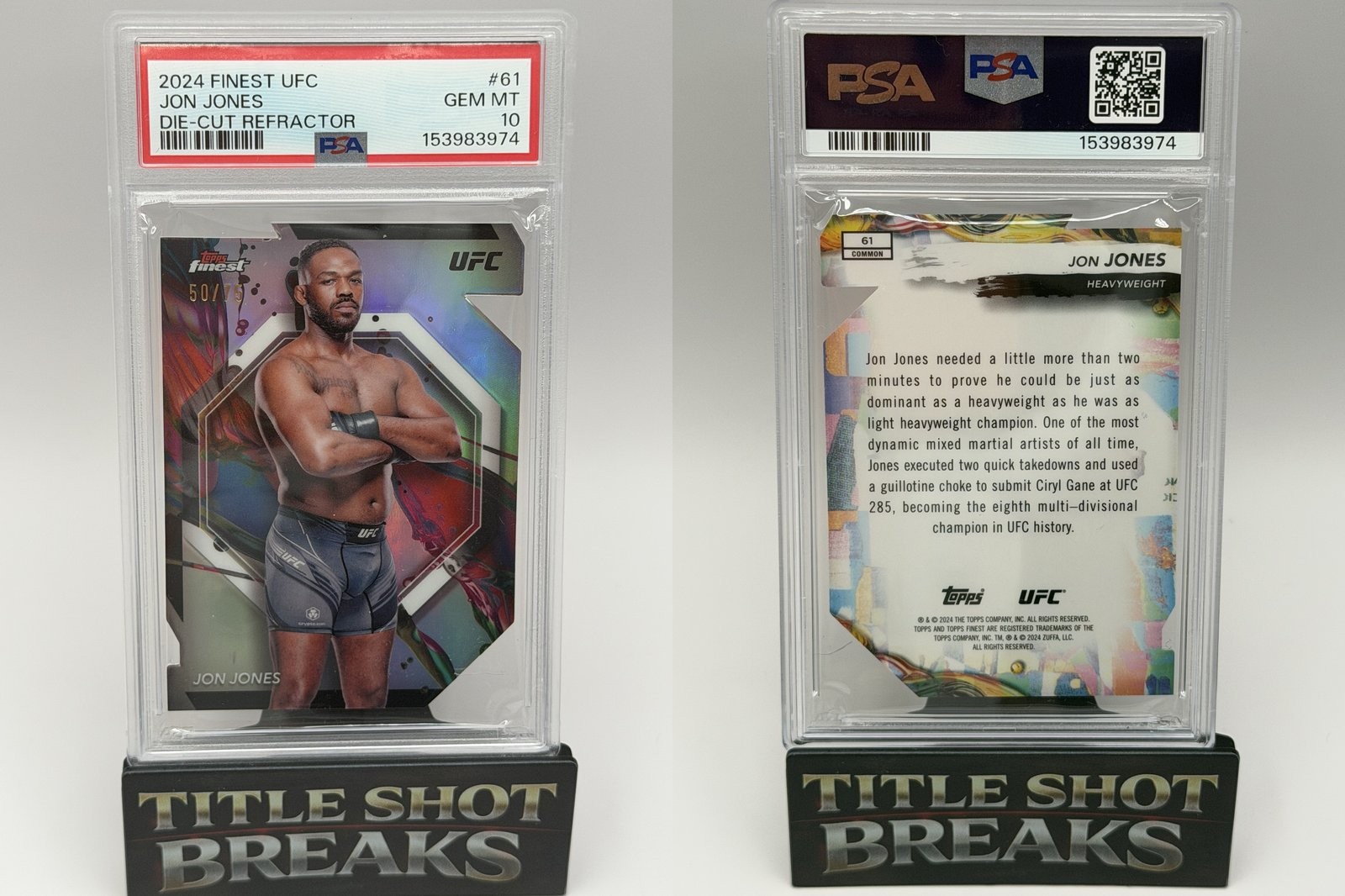 2024 Topps Finest UFC JON JONES Die-Cut /75 PSA 10 #61 NM view 3