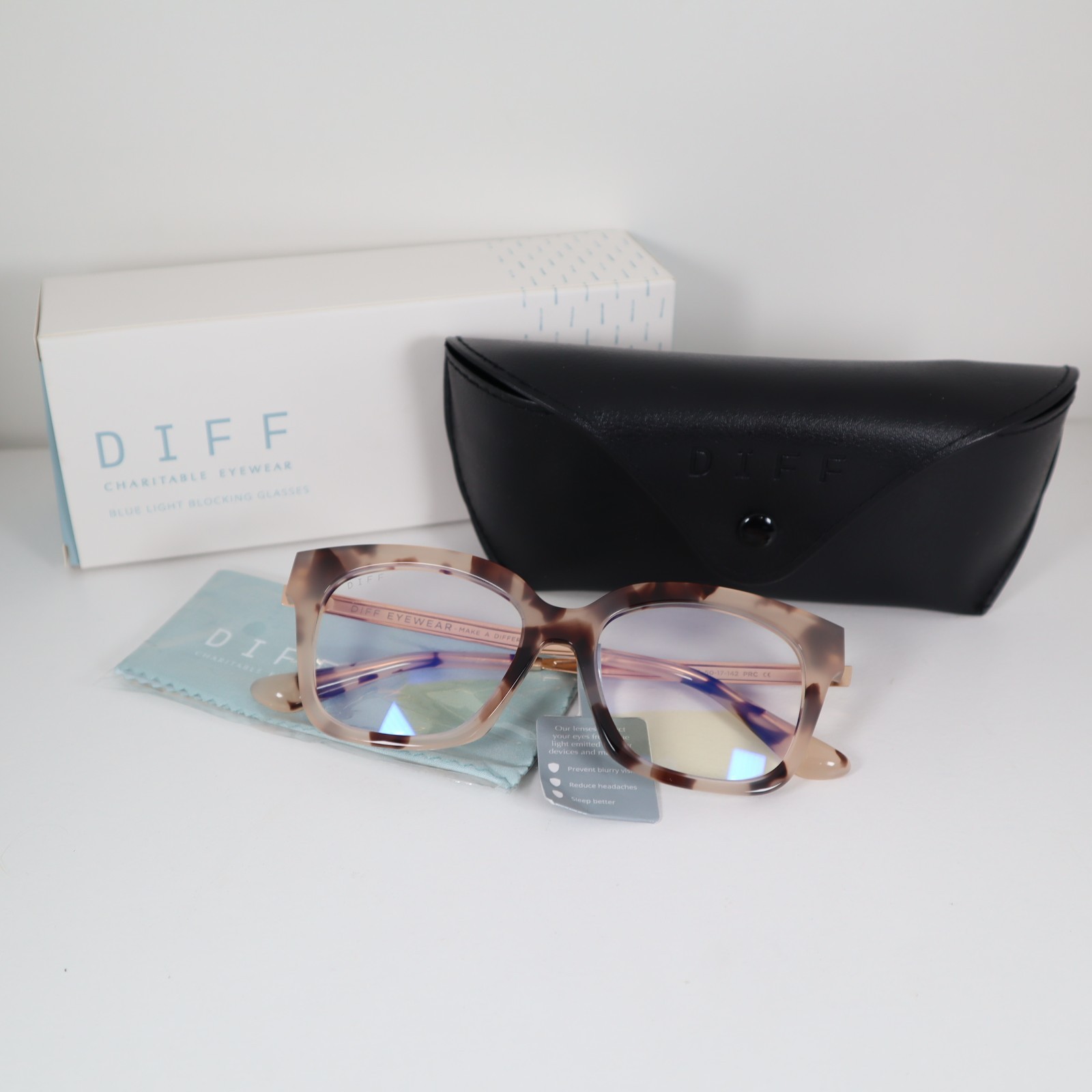 Occhiali DIFF EYEWEAR BELLA XS CT-BB163 CREMA TARTARUGA luce blu 50-17-142mm