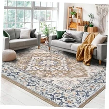  5x7 Area Rug for Living Room - Machine Washable Area Rugs, Super Soft Faux 