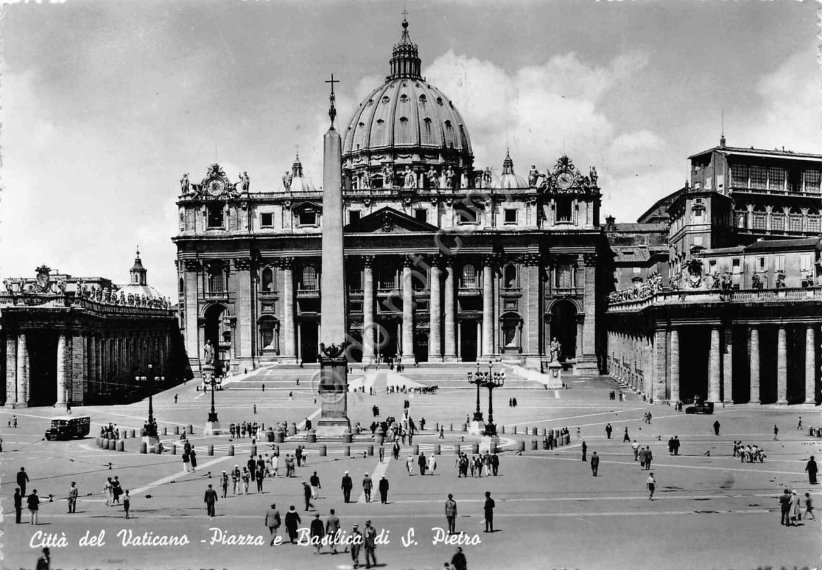 Cartolina Roma Città del Vaticano Basilica S. Pietro Timbro Panettone Motta '50