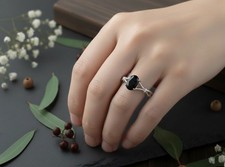 Natural Oval Cut Black Onyx For Woman Ring in Party Wear Ring Sterling silver.