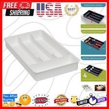 Small Utensil Silverware Kitchen Drawer Organizer, White
