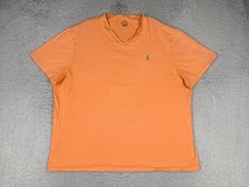 Polo Ralph Lauren Shirt Men 2XL XXL Orange V-Neck 100 Cotton Short Sleeve READ