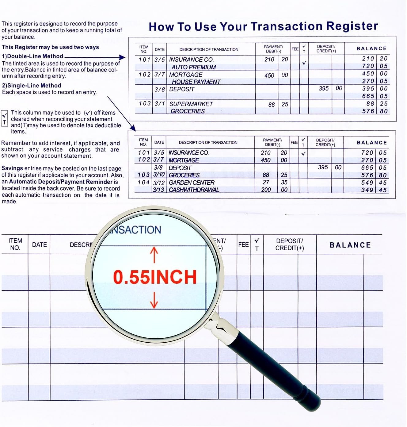 как выглядит Larger Lines 20 Pack Checkbook Register, Check Registers for Personal Use, Blank фото