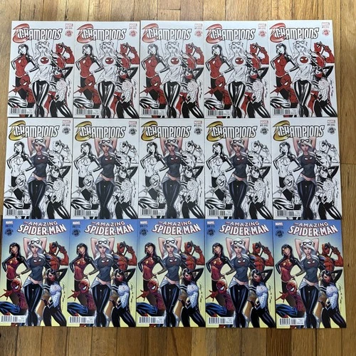 Amazing Spider-Man #18 J. Scott Campbell Variant +Champions #1 Lot x15 NM/NM+