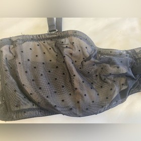 maison close polka dot bandeau ruched Black Bra Sexy Sheer Detail sz 34D